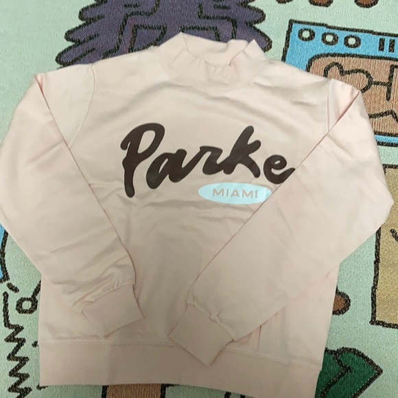 Parke Blush Pink Mock Neck Sweatershirt with Miami script size small/ Medium